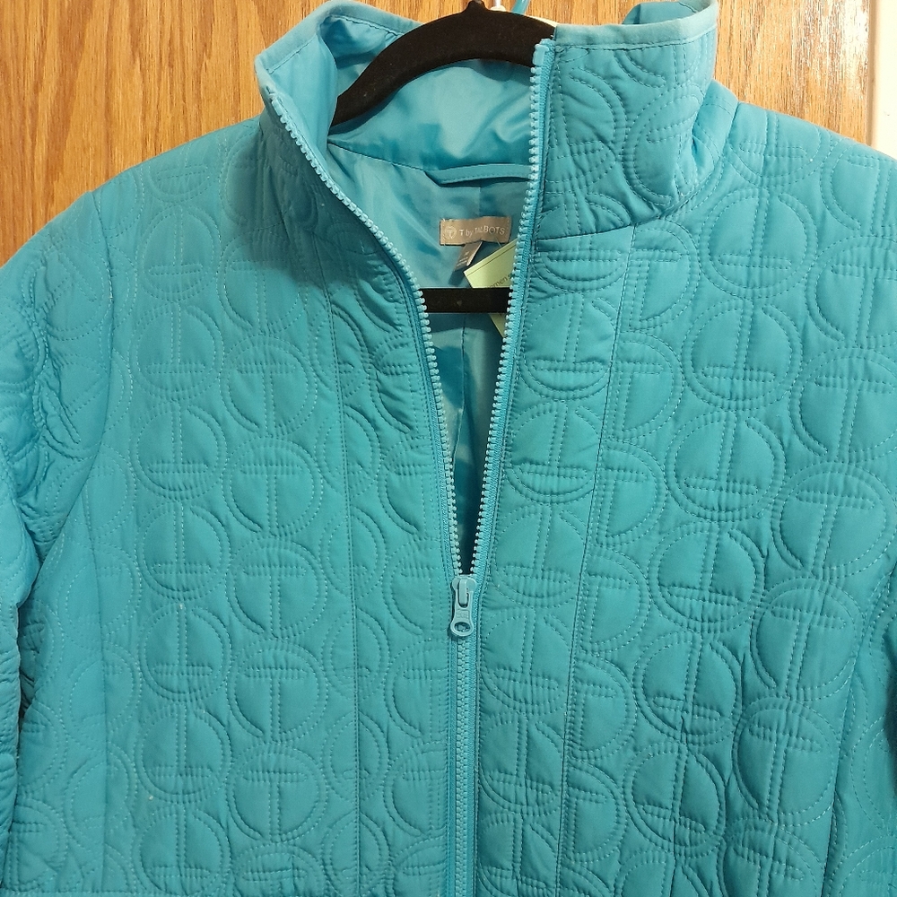 T By Talbots Coat Size M Turquoise Color - image 2